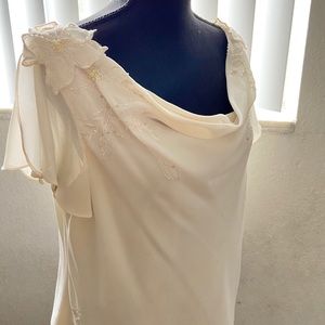 Beaded Cowl Neck Blouse
